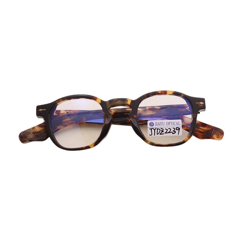 Product photograph of JYDZ2239, OEM Factory Unisex Retro Acetate Round Eyeglasses Frame with Clear Lens, published by Jiayu