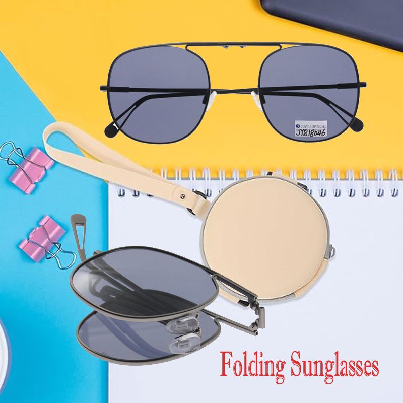 Product photograph of JY818046, Round Foldable Sunglasses for Women Men Polarized UV 400 Protection Folding Sun Glasses, published by Jiayu