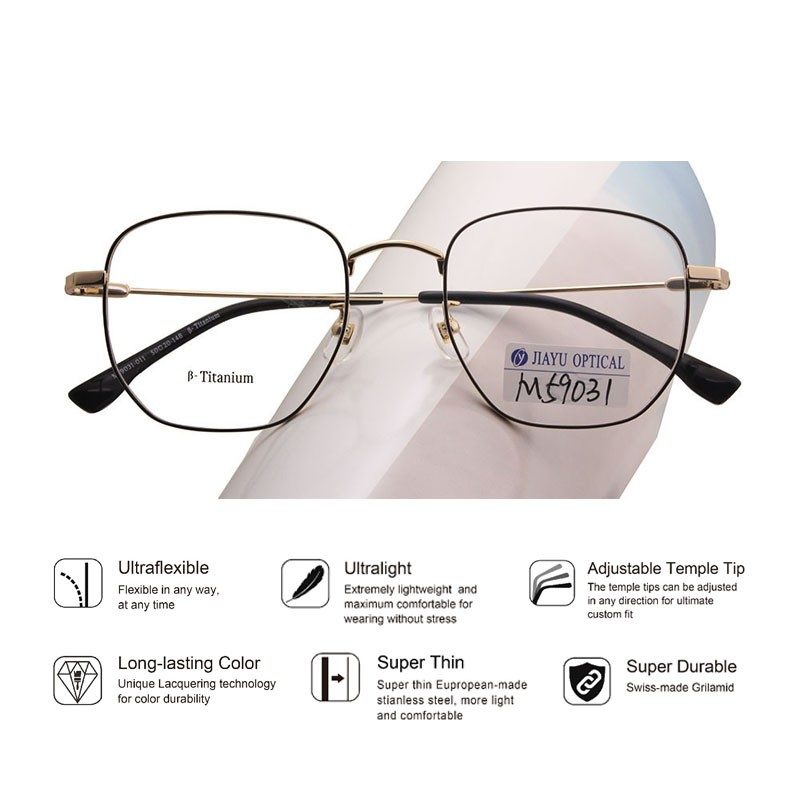 Product photograph of JYJM59031, Mens Womens Full-rim Hexagonal Titanium Prescription Eyeglasses Frames Manufacturer, published by Jiayu